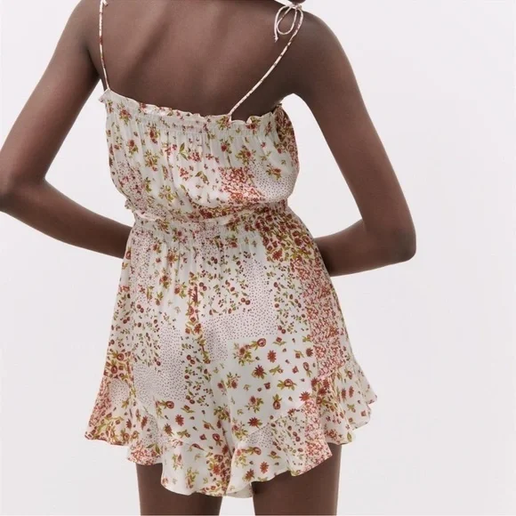 New! ZARA Floral Patchwork jumpsuit size large Zara romper